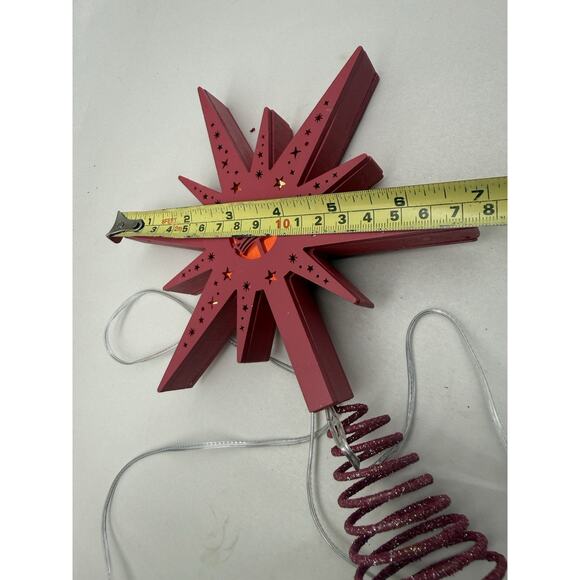 Pink Christmas Tree Topper 9" Wooden Red Bethlehem Treetop W/Out Battery *READ.. - Picture 12 of 16